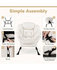 Large Lazy Chair with Cozy Head Pillow Stylish Tufted Back & Seat Armrests