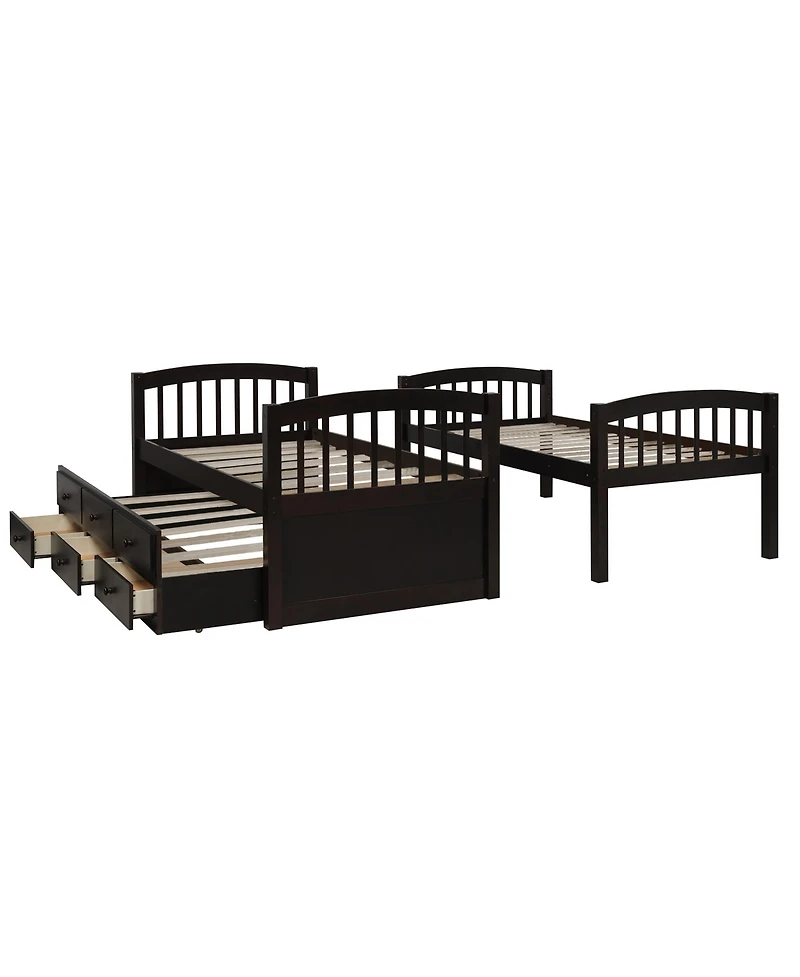 Streamdale Twin Bunk Bed with Ladder, Rail, Trundle and Drawers