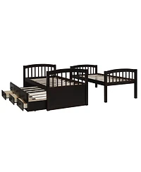 Streamdale Twin Bunk Bed with Ladder, Rail, Trundle and Drawers