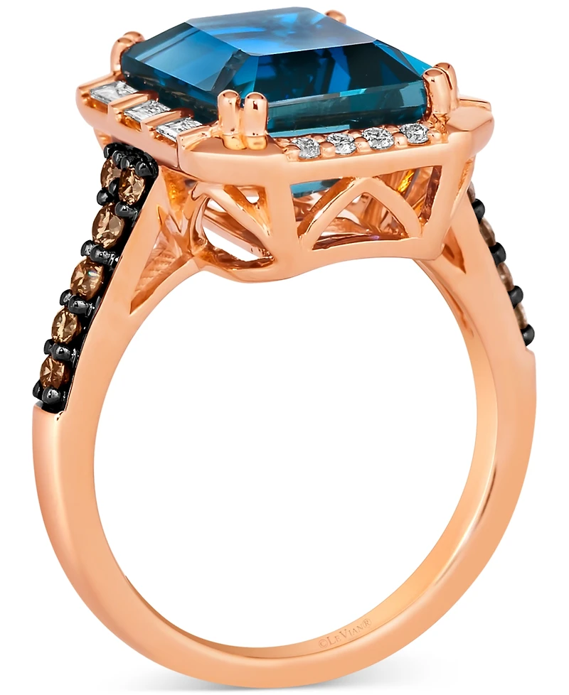 Le Vian London Blue Topaz (6 ct. t.w.) & Diamond (5/8 ct. t.w.) Statement Ring in 14k Rose Gold