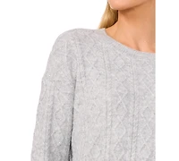 CeCe Women's Embellished Cable-Knit Pullover Sweater