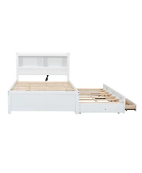 Streamdale Full Platform Bed With Trundle, Drawers And Usb Plugs, White