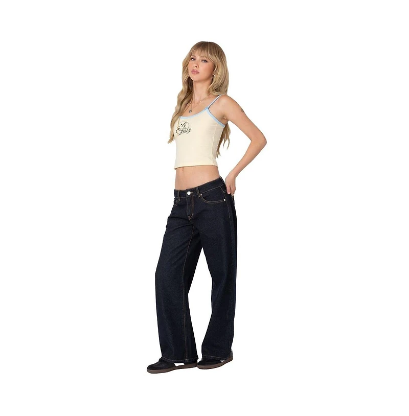 Edikted Women's Raelynn Washed Low Rise Jeans