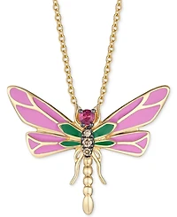 Le Vian Ruby (1/20 ct. t.w.) & Chocolate Diamond Accent Dragonfly 20" Adjustable Pendant Necklace in 14k Yellow Gold
