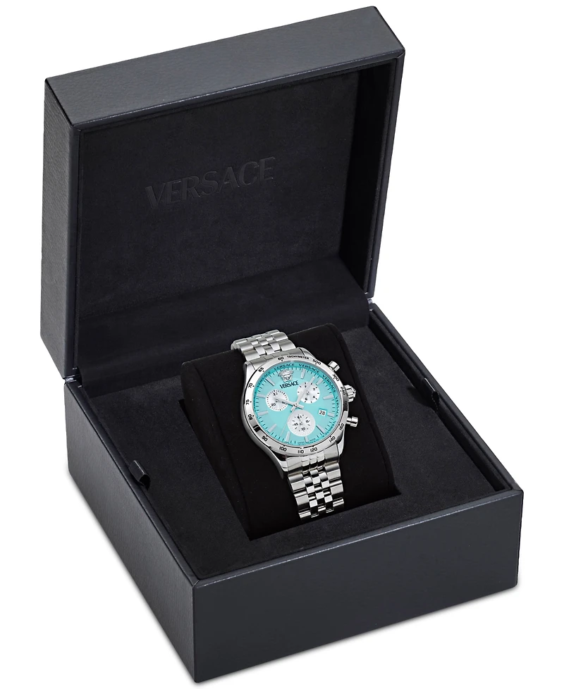 Versace Unisex Swiss Chronograph Hellenyium Stainless Steel Bracelet Watch 40mm