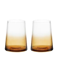 Anton Studio Designs Empire Double Old Fashioned Tumblers Amber, Set of 2