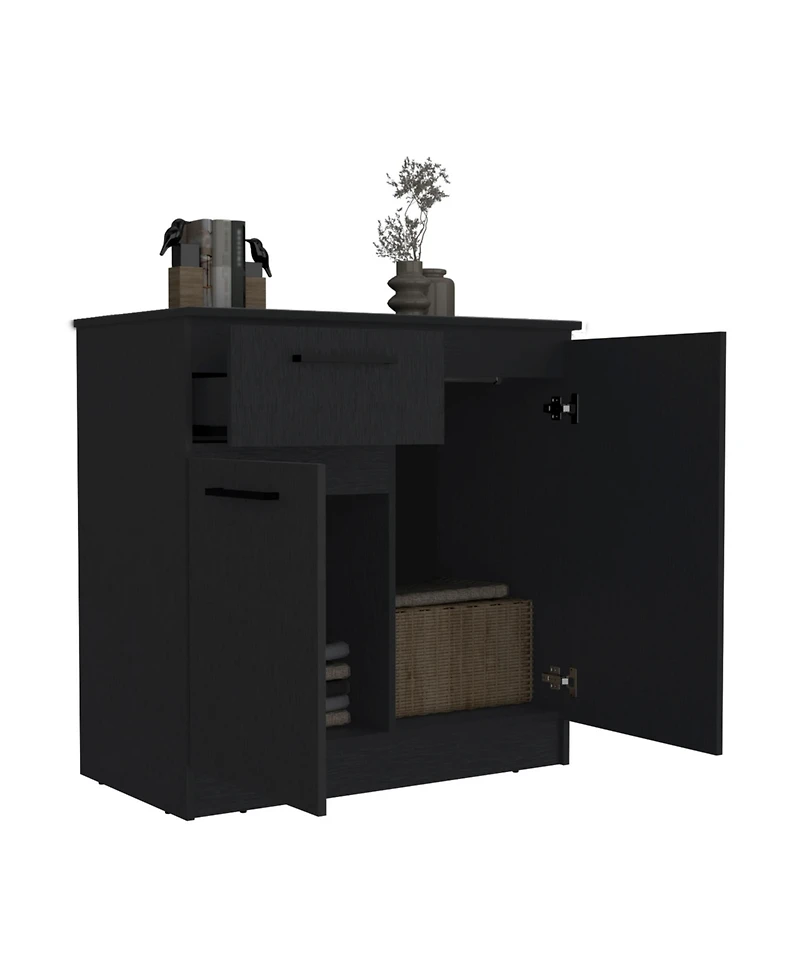 Streamdale Idaho Dresser With 2-Door Cabinets And Drawer - Black