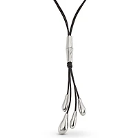 UNOde50 Long Leather Whip and Gold Plated Drop Necklace