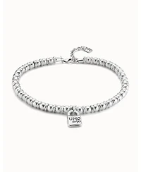 UNOde50 Sterling Silver Metal Alloy Ball Trimmings Necklace with Padlock Charm