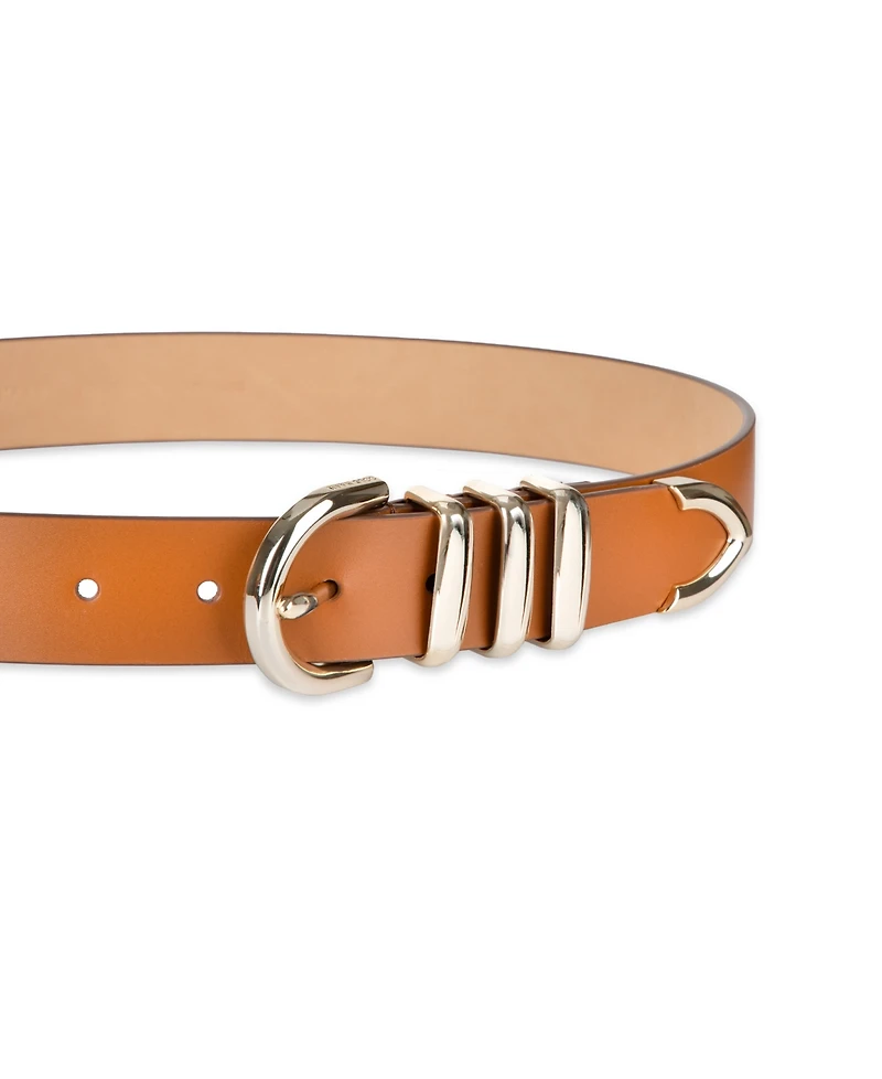 Cole Haan Women's Modern Triple Keeper Beveled Edge Leather Belt