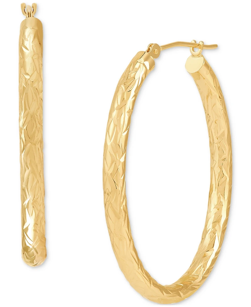 Medium Polished Tube Hoop Earrings in 14k Yellow Gold, 1-3/8"