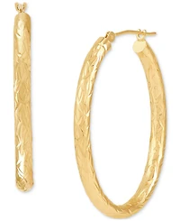 Medium Polished Tube Hoop Earrings in 14k Yellow Gold, 1-3/8"