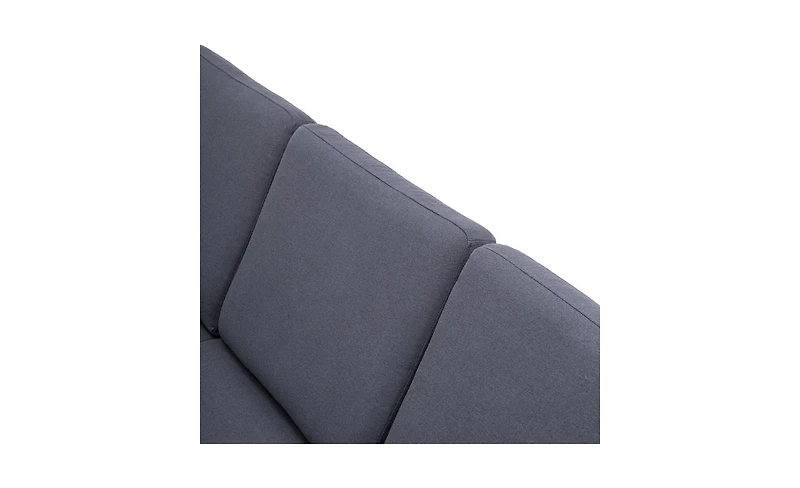 Slickblue Dark Grey Modular Sofa, Linen Upholstery with Solid Wood Frame and Legs, 3-Seater
