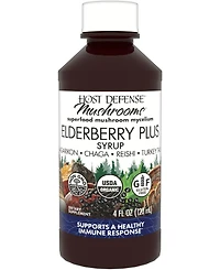 Host Defense Elderberry Plus Syrup - Immune & Respiratory Supplement - Liquid Mushroom Supplement with Turkey Tail, Reishi, Agarikon & Chaga
