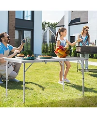 Slickblue 4FT Adjustable Height Camping Folding Table - Portable Picnic Table for Outdoor Adventures