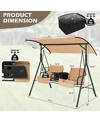 Sugift Porch Swing Chair with Adjustable Canopy