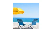 Load-Bearing 100kg Blue Oxford Cloth Beach Chair – Lightweight White Iron Frame Folding Chair