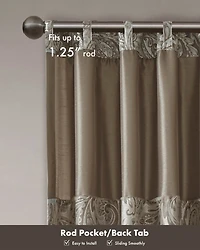 Madison Park Aubrey Jacquard Room Darkening Curtains, Faux Silk Paisley for Bedroom and Living Room, inch length 2 panels set