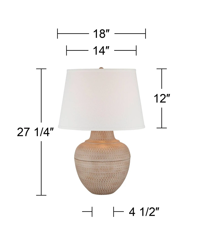 Barnes and Ivy Brighton 27 1/4" Tall Hammered Pot Farmhouse Rustic Modern Table Lamp Beige Finish Metal Single Living Room Bedroom