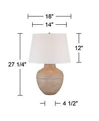 Barnes and Ivy Brighton 27 1/4" Tall Hammered Pot Farmhouse Rustic Modern Table Lamp Beige Finish Metal Single Living Room Bedroom