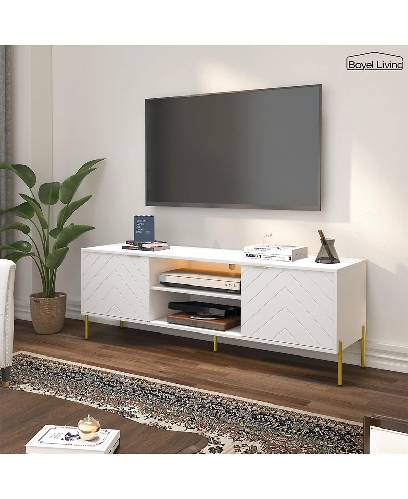 Unique Herringbone Design Multifunctional Tv Stand With Led Light