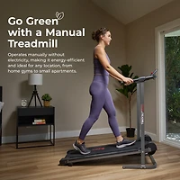 Sunny Health & Fitness Smart Manual Walking Treadmill, 300 Lb Weight Capacity, Non-Electric, Compact & Foldable, Digital Monitor, Bluetooth Connection