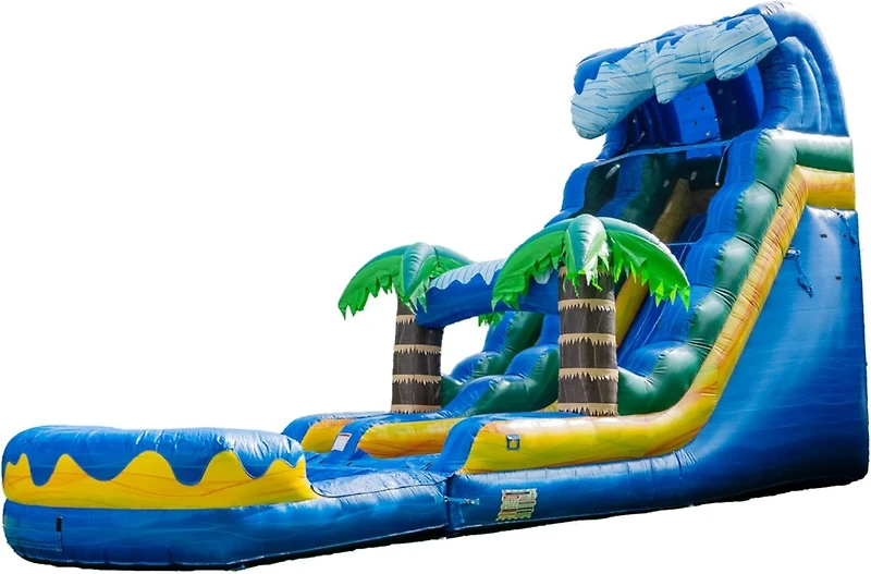 Xjump 19 Tall Surf Beach Inflatable Single Lane Water Slide with Detachable Pool, Commercial Grade, Tall Seating Height, Pvc Vinyl, Outdoor Backyard,