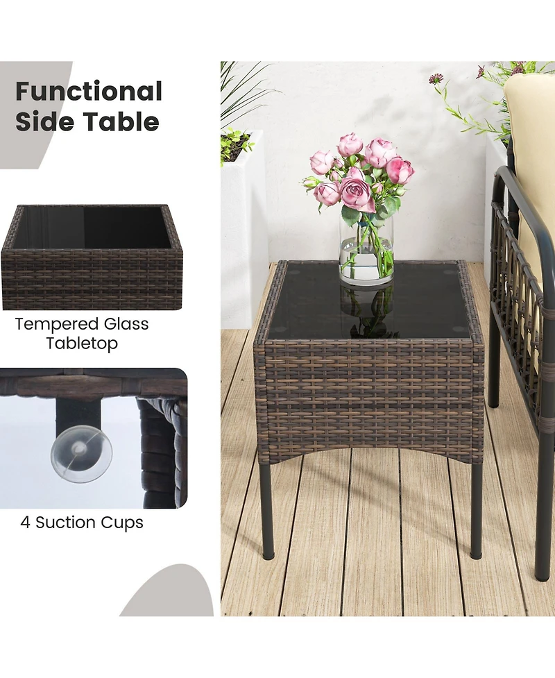 Sugift 5 Piece Patio Conversation Set with Ottomans and Coffee Table