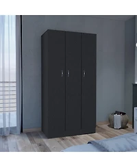 Westbury Wardrobe Armoire with 3-Doors and 2-Inner Drawers, Black