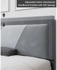 gaomon Upholstered Bed Frame With Adjustable Headboard - Modern Platform Bed Frame With Wood Slats Support - Easy Assembly