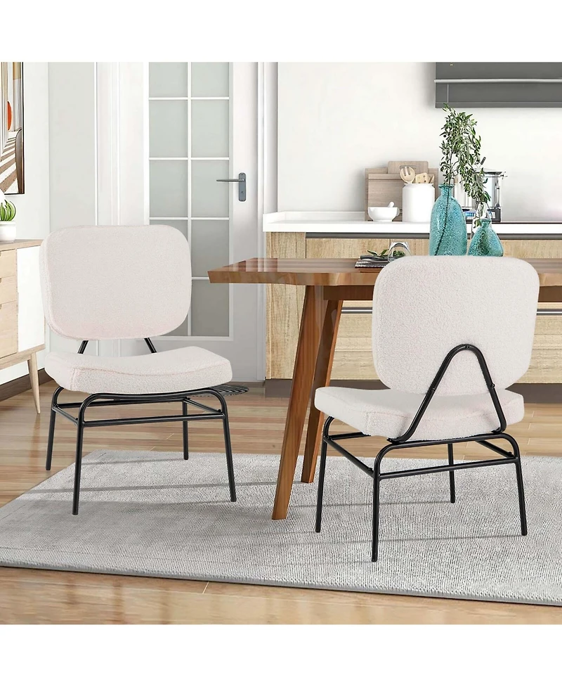 Costway 1 Pcs Upholstered Accent Chair with Sponge Padding Adjustable Foot Pads & Metal Frame