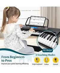 Hongge 61-Key Electronic Keyboard Piano Starter Set with Stand Bench and Headphones