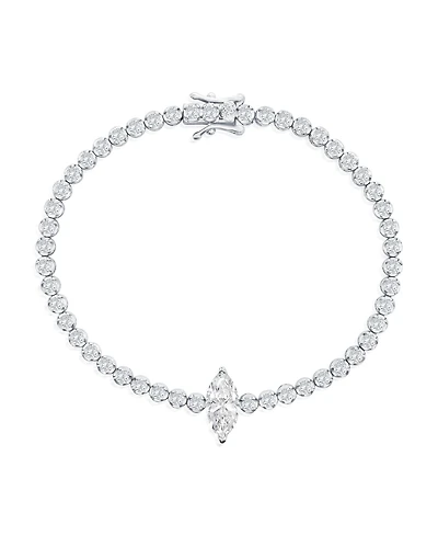 Simona Sterling Silver, Marquise & Round Cz Tennis Bracelet
