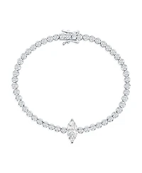 Simona Sterling Silver, Marquise & Round Cz Tennis Bracelet