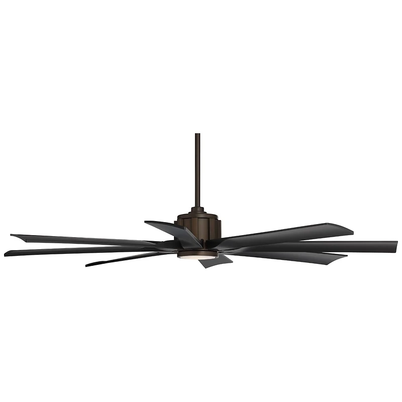 Possini Euro Design 60" Defender Indoor Outdoor Ceiling Fan 8 Blade Led Light Remote Control Oil Rubbed Bronze Finish Black Blades