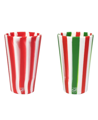 Pint Glasses: 2 pk - Peppermint & Poinsettia - Holiday 2023