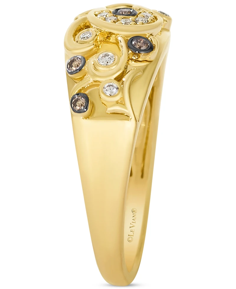Le Vian Nude Diamond & Chocolate Diamond Filigree Ring (1/6 ct. t.w.) in 14k Honey Gold