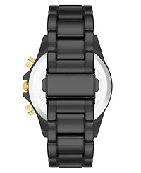 Steve Madden Men's Iconic Champagne and Black Alloy Metal Watch, 45mm