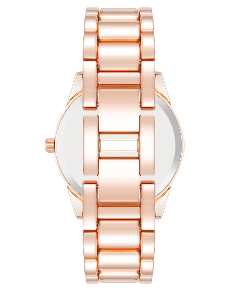 Steve Madden Women's Coin Edge Rose Gold-Tone Alloy Metal Bracelet Watch, 36mm