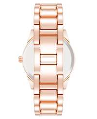 Steve Madden Women's Coin Edge Rose Gold-Tone Alloy Metal Bracelet Watch, 36mm