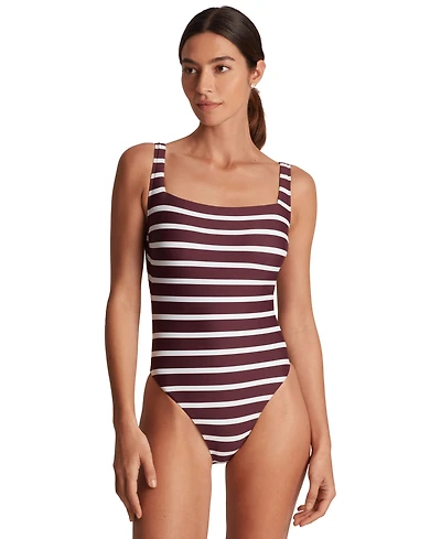 Lauren Ralph Women's Striped Low-Back One-Piece Swimsuit