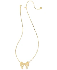 Kendra Scott Gold-Tone Cultured Freshwater Pearl (2-3/4mm) & Crystal Bow Adjustable 17" Pendant Necklace