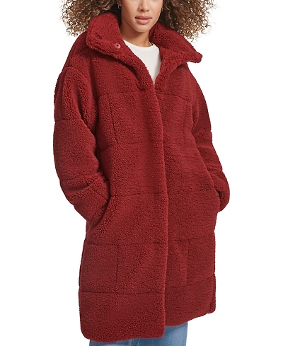 Levi's Women's Long Sherpa Snap-Closure Teddy Coat