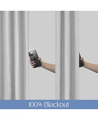 Linen Texture Blackout Grommet Curtains Pair(2 Panels