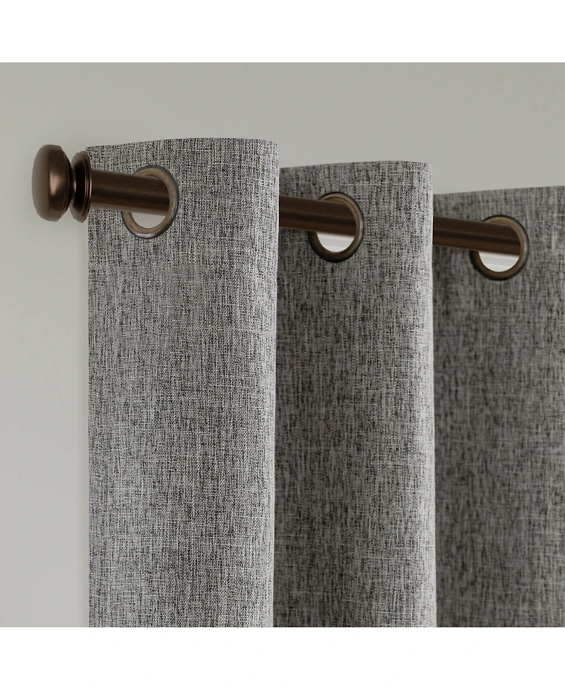 Linen Texture Blackout Grommet Curtains Pair(2 Panels