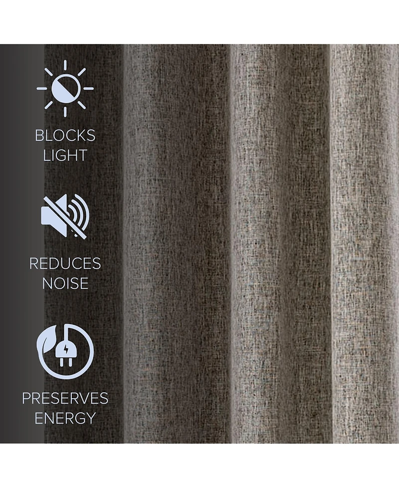 Awesome Home Linen Texture Blackout Grommet Curtains Pair (2 Panels