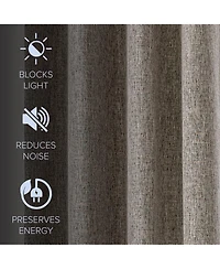 Awesome Home Linen Texture Blackout Grommet Curtains Pair (2 Panels