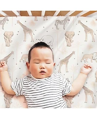 The Peanutshell Caramel Safari Cotton Jersey 4 Pack Fitted Crib Sheets
