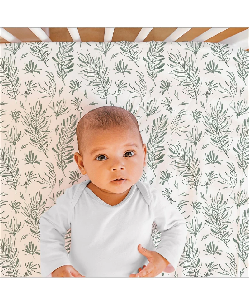 The Peanutshell Nursery Crib Bedding Set for Baby Girls and Boys, Sage, 3 Pieces