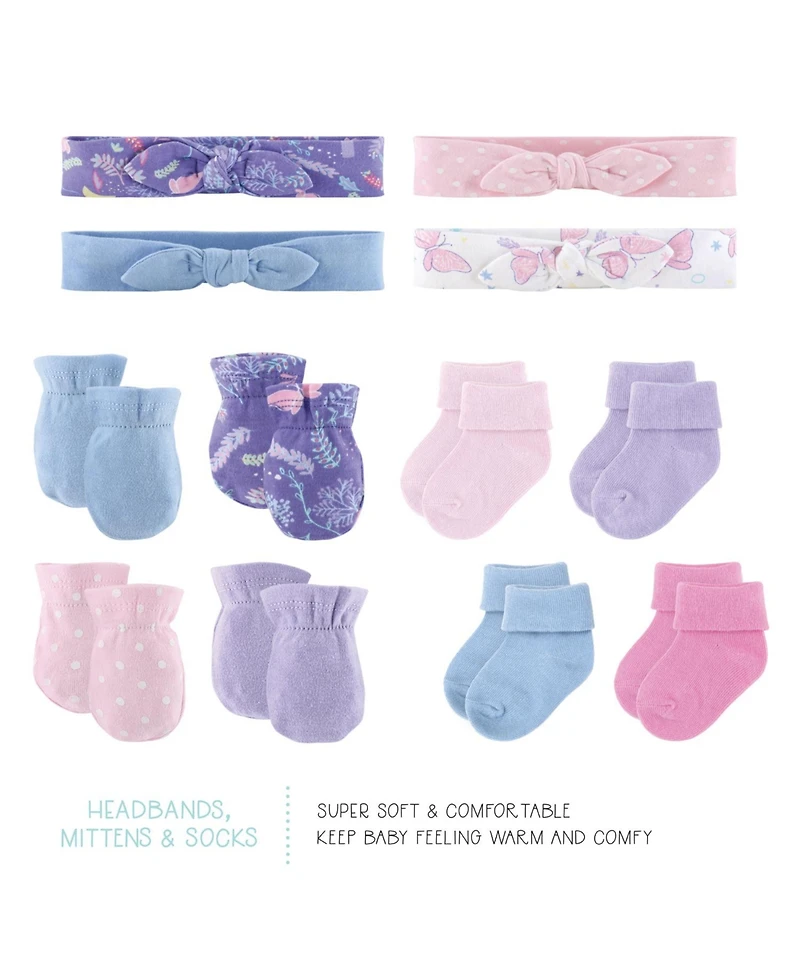 The Peanutshell Baby Girls Layette Gift Set for Girls, Purple Pink Butterfly, 30 Essential Pieces